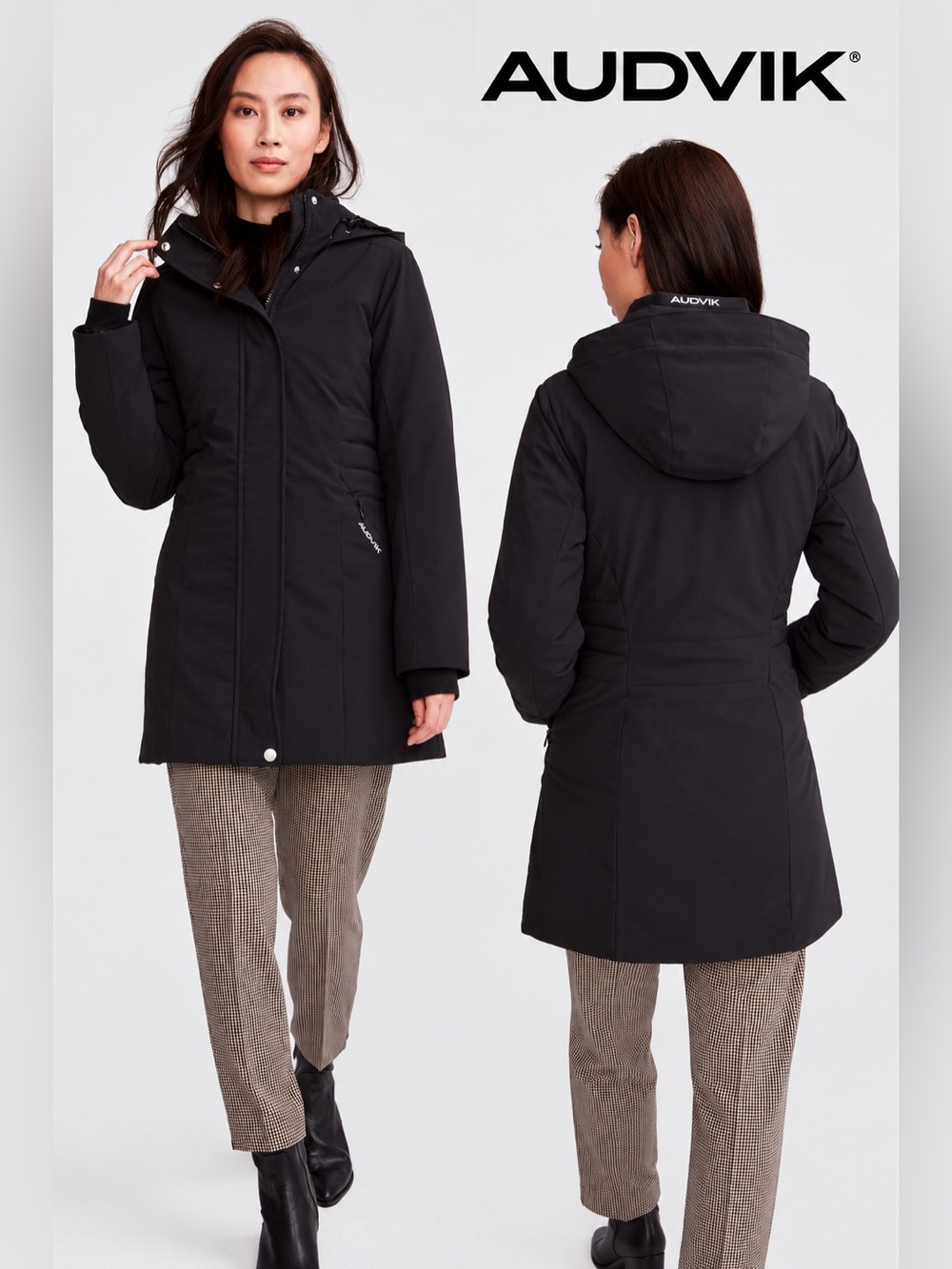 AUDVIK Monaco II Winter Coat Black Hooded Puffer Coat